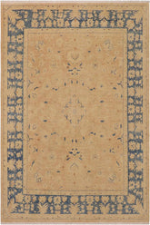 handmade Traditional Kafkaz Tan Blue Hand Knotted RECTANGLE 100% WOOL area rug 9 x 12